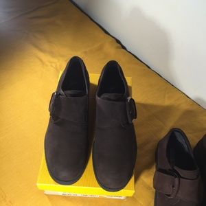 Nubuck Suede Brown Leather Monkstrap Shoes NEW Size 41